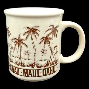 Hawaiian Islands Coffee Mug - 10oz Embossed Palm Trees Oahu Hawaii Maui Kauai